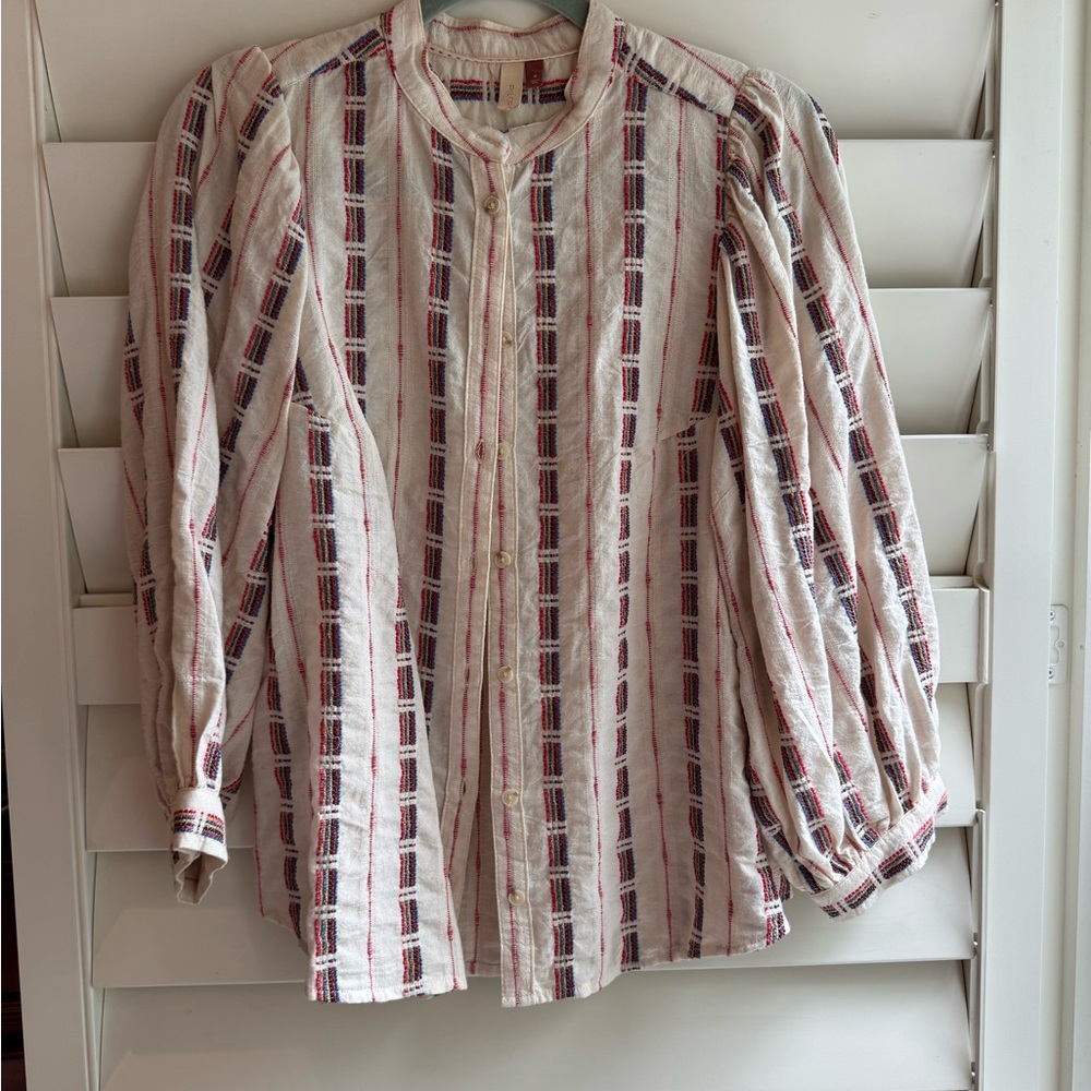 Pilcro Women’s Cream and multi color Striped Blouse